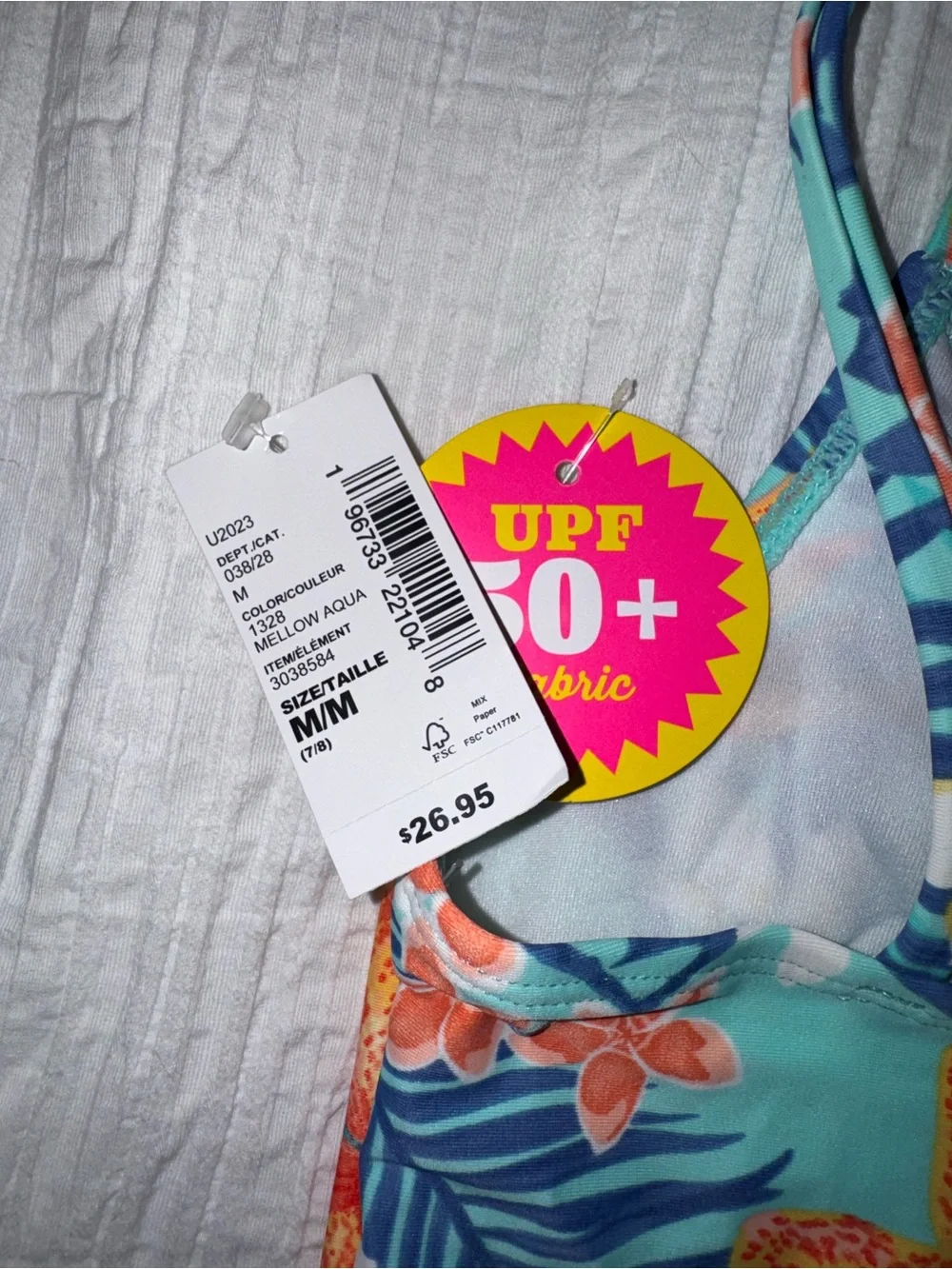 The Children's Place Turquoise Floral Tankini Swim Set with Orange Accents